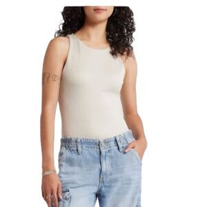 BP. Butter Tank Ribbed Tank Top Bodysuit Ivory Tofu Size Medium NWT